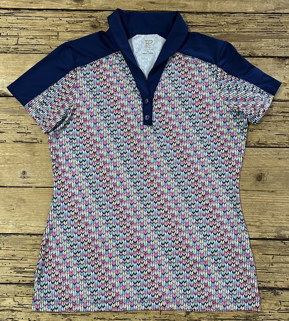 EP New York Women’s Size S Multi Color Button Golf Shirt PGA West NWOT